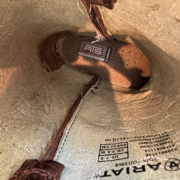 Ariat Women's Heritage Western Cowboy Sassy Brown Boots - Distressed Leather 7B - Picture 8 of 11